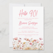 90e verjaardag van de roze Floral Kaart (Voorkant)