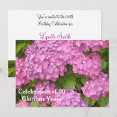 90e verjaardag van de roze hydrangeas kaart (Voorkant / Achterkant)