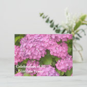 90e verjaardag van de roze hydrangeas kaart (Staand voorkant)