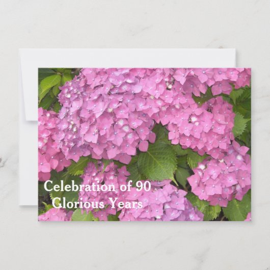 90e verjaardag van de roze hydrangeas kaart (Voorkant)