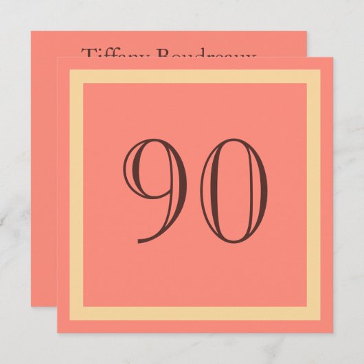 90e verjaardag van de uitnodiging van de Birthday  (Voorkant / Achterkant)