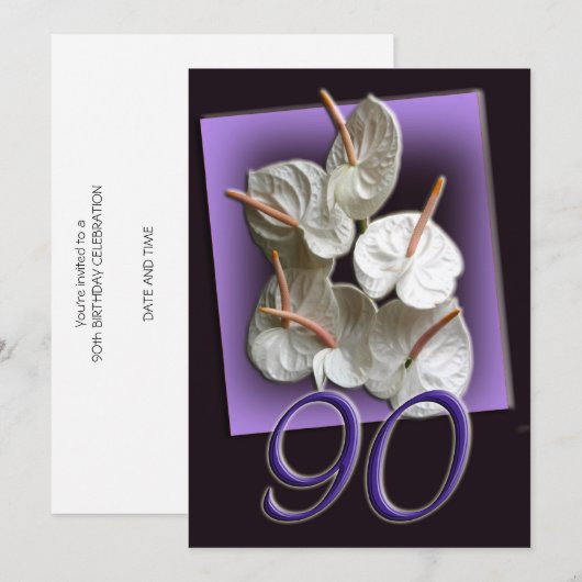 90e verjaardag van de uitnodiging van de Birthday  (Voorkant / Achterkant)