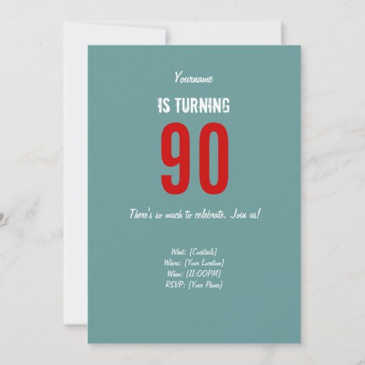 90e verjaardag van de uitnodiging van Hero (Achterkant)