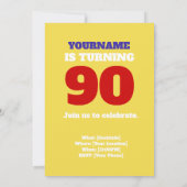 90e verjaardag van de uitnodiging van Hero-partij (Achterkant)