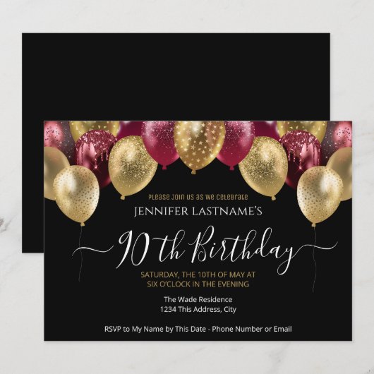 90e verjaardag van de uitnodiging van het Rode en (Voorkant / Achterkant)