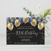 90e verjaardag van de uitnodiging voor een blauwe  (Staand voorkant)