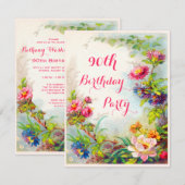 90e verjaardag van de Victoriaans tuin van Dahlias Kaart (Voorkant / Achterkant)