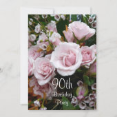 90e verjaardag van de viering-roze rozen kaart (Voorkant)
