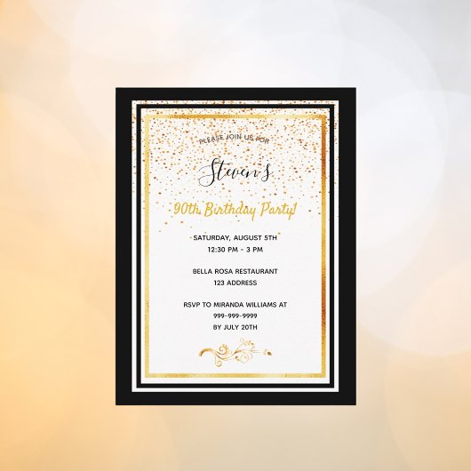 90e verjaardag van de zwarte gouden uitnodiging