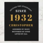 90e verjaardag van de zwarte goudretro van 1932 wijn etiket (Enkel label)