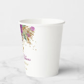 90e verjaardag van Floral Glitter Sparking Amethys Papieren Bekers (Links)