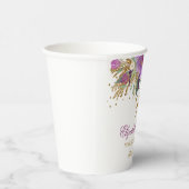 90e verjaardag van Floral Glitter Sparking Amethys Papieren Bekers (Rechts)