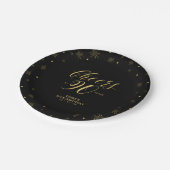 90e verjaardag van gouden en zwarte pekeltjes papieren bordje (Gekanteld)