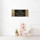 90e verjaardag van gouden/zwarte sparkle-banner spandoek (Insitu)