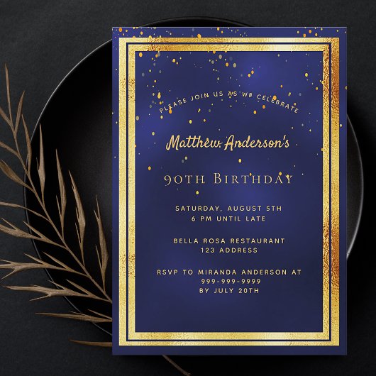 90e verjaardag van het blauwe goudfeest kaart