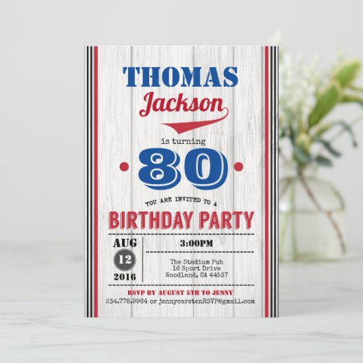 90e verjaardag van honkbal. Rustisch hout Kaart (Staand voorkant)