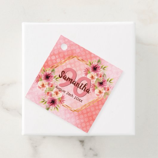 90e verjaardag van koraalgoudbloemen Dank je wel Bedankjes Labels (In situ)