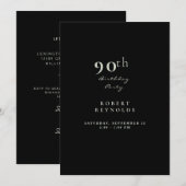 90e verjaardag van man Simple Black Kaart (Voorkant / Achterkant)
