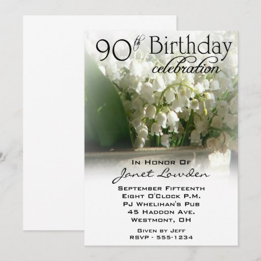 90e verjaardag van uitnodigingen (Voorkant / Achterkant)