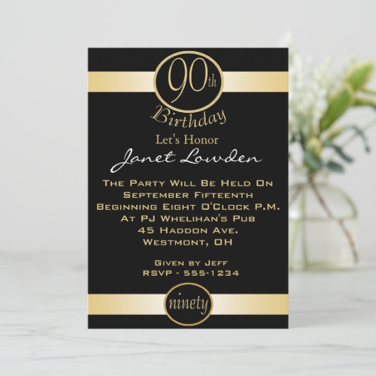 90e verjaardag van uitnodigingen (Staand voorkant)