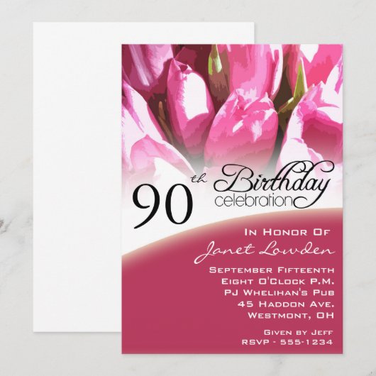 90e verjaardag van uitnodigingen (Voorkant / Achterkant)