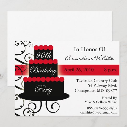 90e verjaardag van uitnodigingen (Voorkant / Achterkant)