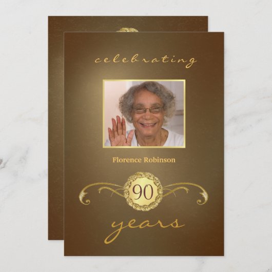 90e verjaardag van uitnodigingen van de Partij van (Voorkant / Achterkant)