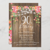 90e Verjaardag Verrassing Brunch Rustieke Bloemen Kaart (Voorkant / Achterkant)