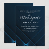 90e verjaardag verrassingsfeest donkerblauw geomet kaart (Voorkant / Achterkant)