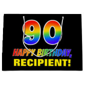 90e verjaardag: Vet, Vun, Eenvoudig, Regenboog 90 Groot Cadeauzakje (Voorkant)