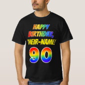 90e verjaardag — Vet, Vun, Regenboog 90, Aangepast T-shirt (Voorkant)