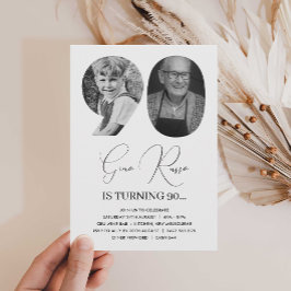 90e verjaardag viering aangepaste foto monogram kaart