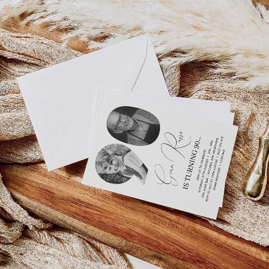 90e verjaardag viering aangepaste foto monogram kaart