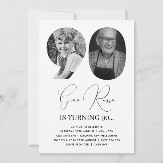 90e verjaardag viering aangepaste foto monogram kaart (Voorkant)