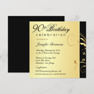 90e verjaardag Volwassenen - Elegant Gold Floral I Kaart