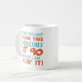 90e verjaardag voor vruchtbare vrouwen koffiemok (Voorkant links)