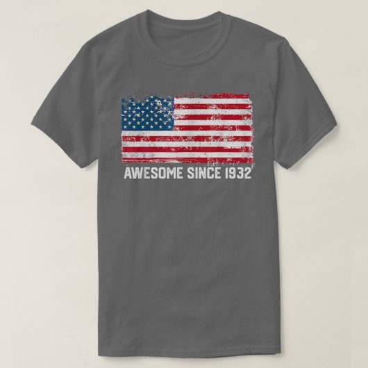 90e verjaardag, vs , Geweldige sinds 1932 T-shirt (Design voorkant)