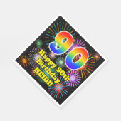 90e verjaardag: Vuurwerk Fun Pattern + Regenboog 9 Servet (Hoek)