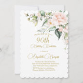 90e Verjaardag Waterverf Floral Monogram Elegant Kaart (Voorkant)