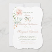 90e verjaardag Waterverf Rozen Roze Uitnodiging (Voorkant)