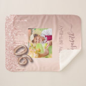 90e verjaardag wazige roze roze roos goud glitter  sherpa deken (Voorkant (horizontaal))