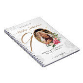 90e verjaardag White Gold Guestbook Floral Foto Notitieboek (Rechterzijde)