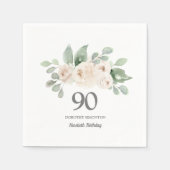 90e verjaardag White Rose Eucalyptus Napkins Servet (Voorkant)