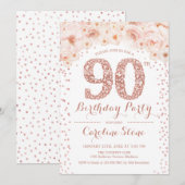 90e verjaardag - White Rose Gold Kaart (Voorkant / Achterkant)