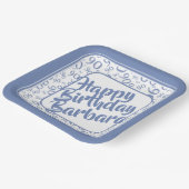 90e verjaardag Willekeurig getal Patroon Blauw Wit Papieren Bordje (Gebogen)