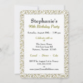 90e verjaardag Willekeurig nummer patroon Gold/wit Kaart (Voorkant)