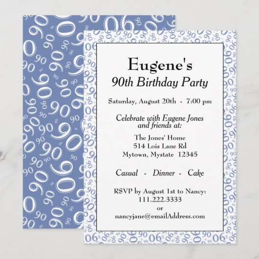 90e verjaardag Willekeurige nummerplaat Blauw/Wit Kaart (Voorkant / Achterkant)
