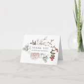 90e verjaardag Winter Bloemen Dank u Bedankkaart (Voorkant)