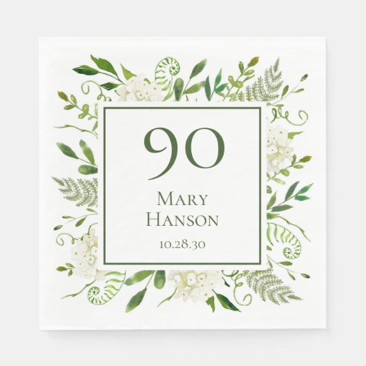 90e verjaardag Witte brandkranen Servet (Voorkant)