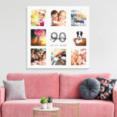 90e verjaardag witte foto collage naam canvas afdruk (Insitu (Woonkamer))